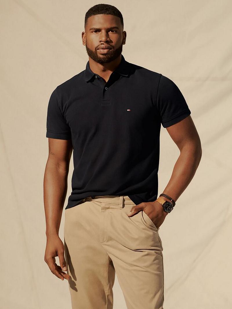 Férfi Tommy Hilfiger Regular fit tommy Polos Fekete | HU 1086LIS